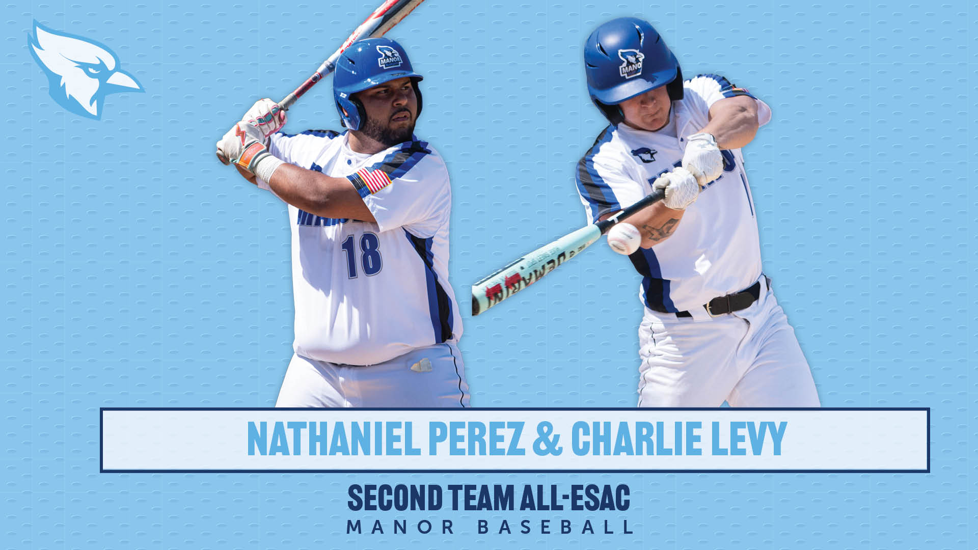 MANOR COLLEGE BASEBALL&rsquo;S LEVY AND PEREZ VOTED TO ALL-ESAC SECOND TEAM