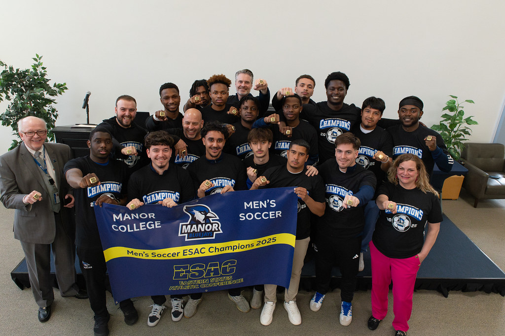 MANOR COLLEGE MEN&rsquo;S SOCCER PRESENTED WITH EASTERN STATES ATHLETIC CONFERENCE CHAMPIONSHIP RINGS AT ON CAMPUS CEREMONY